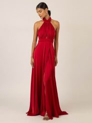 APART Satynowa sukienka w kolorze czerwonym rozmiar: 40. Czerwone sukienki damskie Apart, bez wzorów, z satyny, bez kołnierzyka, bez ramiączek, midi. Za 343.73 zł.