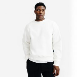 Bluza okrągły dekolt męska Elementals. Białe bluzy bez kaptura męskie Decathlon, m, z bawełny. W wyprzedaży za 129.99 zł.