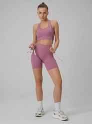 4F Legginsy kolarki treningowe bezszwowe damskie - czerwone XL/XXL. Czerwone legginsy damskie 4f, l, bez wzorów. Za 79.99 zł.