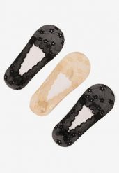 Beżowo-Czarne Koronkowe Skarpety o Kroju Baletek 3-Pack Liliona. Brązowe skarpetki damskie Born2be, bez wzorów, z koronki. Za 11.99 zł.