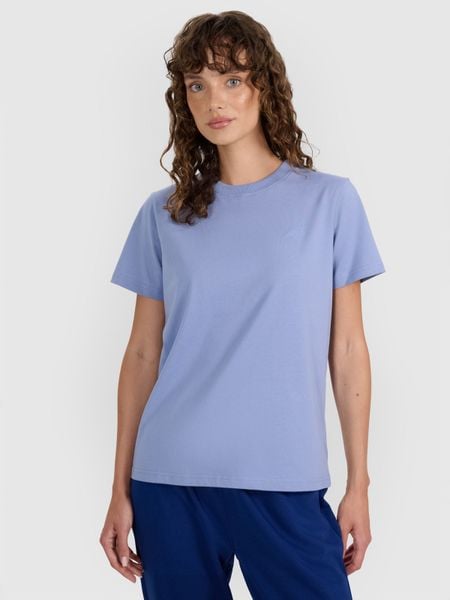 4F T-shirt regular gładki damski - granatowy M. Niebieskie t-shirty damskie 4f, m, bez wzorów, z bawełny, bez kołnierzyka. Za 49.99 zł.