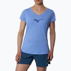 Koszulka do biegania damska Mizuno Core Runbird Tee. Niebieskie t-shirty damskie Mizuno, m, bez wzorów, z materiału, bez kołnierzyka. Za 149.99 zł.
