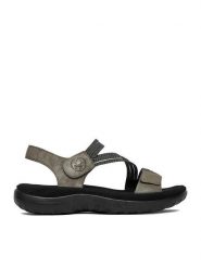 Rieker Sandały CEO-64870-42 Szary. Szare sandały damskie Rieker, bez wzorów, ze skóry, bez obcasa, na płaskiej podeszwie. Za 319.99 zł.