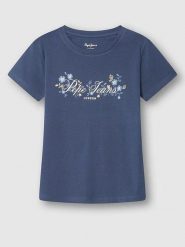 Pepe Jeans Koszulka w kolorze granatowym rozmiar: S. Niebieskie bluzki damskie Pepe Jeans, s, bez wzorów, z bawełny, bez kołnierzyka, bez ramiączek. Za 74.28 zł.