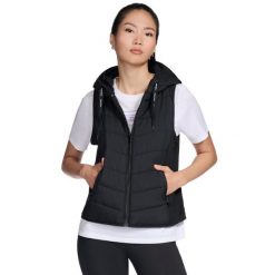 Kamizelka turystyczna damska GO Shield Performance Elite Hooded Vest. Czarne kamizelki damskie Skechers, z poliesteru. Za 339.99 zł.