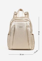 Złoty Plecak z Suwakami w Miejskim Stylu Nalionea. Żółte plecaki damskie Renee, bez wzorów, z jeansu, eleganckie. Za 179.99 zł.