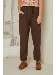 Rodier Lin Lniane spodnie w kolorze brązowym rozmiar: M/L. Brązowe spodnie materiałowe damskie Rodier Lin, bez wzorów, ze lnu. Za 127.95 zł.