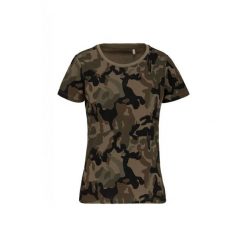 Koszulka damska Kariban Camo. Zielone t-shirty damskie KARIBAN, l, bez wzorów, z bawełny, bez kołnierzyka. Za 58.00 zł.