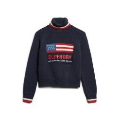 Sweter damski z golfem Superdry Americana. Niebieskie golfy damskie Superdry., bez wzorów, bez ramiączek. Za 415.15 zł.