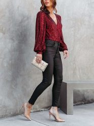 Milan Kiss Bluzka w kolorze bordowym rozmiar: XL. Czerwone bluzki damskie Milan Kiss, xl, bez wzorów, bez kołnierzyka, bez ramiączek. Za 156.98 zł.