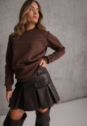 Brązowa Bluza Basic Ocieplana Polarem Kaianna. Brązowe bluzy bez kaptura damskie Renee, l, z jeansu. Za 59.99 zł.