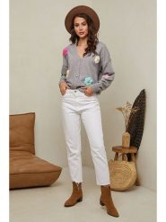 Soft Cashmere Kardigan w kolorze szarym rozmiar: 38/40. Szare kardigany damskie Soft Cashmere, z aplikacjami, z kaszmiru. Za 135.17 zł.