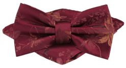 Mucha Męska w Zestawie z Poszetką - Alties - Bordo w Kwiaty. Czerwone krawaty i muchy męskie Alties, bez wzorów, eleganckie. Za 65.00 zł.