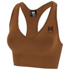 Top sportowy damski Xtreme Sportswear. Brązowe topy sportowe damskie XTREME SOCKSWEAR, bez wzorów, z elastanu, bez ramiączek. Za 138.99 zł.