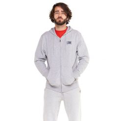 Bluza z bawełna z kaptur na siłownia na czas wolny. Szare bluzy sportowe męskie LEONE 1947 APPAREL, z bawełny. W wyprzedaży za 181.87 zł.