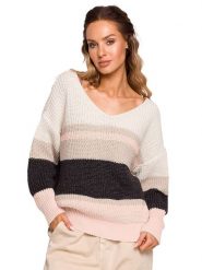 Made of emotion Sweter w kolorze beżowym ze wzorem rozmiar: L/XL. Brązowe swetry klasyczne damskie Made Of Emotion, l, ze splotem, bez kołnierzyka. Za 127.65 zł.