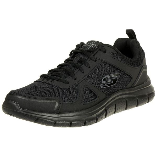 Buty sportowe Sneakersy męskie, Track-Scloric Wide. Czarne buty sportowe na co dzień męskie Skechers, z materiału, bez zapięcia, trekkingowe. Za 239.99 zł.