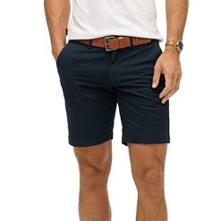 Szorty chino Superdry Stretch. Niebieskie szorty męskie Superdry., z bawełny, bez kołnierzyka. Za 301.15 zł.