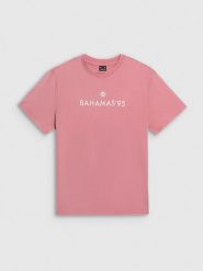 4F T-shirt loose z nadrukiem damski - różowy L. Brązowe t-shirty damskie 4f, l, bez wzorów, z bawełny, bez kołnierzyka. Za 79.99 zł.