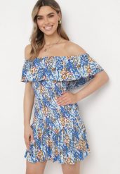 Niebieska Sukienka Hiszpanka Mini z Elastycznej Wiskozy Zamra. Niebieskie sukienki damskie Born2be, na lato, m, bez wzorów, z wiskozy, bez kołnierzyka, bez ramiączek, mini. W wyprzedaży za 63.99 zł.