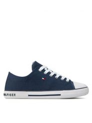 Tommy Hilfiger Trampki Low Cut Lace-Up Sneaker T3X4-32207-0890 S Granatowy. Niebieskie trampki i tenisówki chłopięce Tommy Hilfiger, bez wzorów, z materiału, bez zapięcia. Za 199.99 zł.