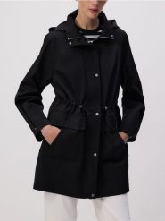 Kurtka parka z kapturem - czarny. Czarne kurtki damskie Reserved, l, bez wzorów, z tkaniny, z kapturem. Za 179.99 zł.