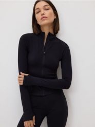 Bluza z suwakiem - czarny. Czarne bluzy bez kaptura damskie Reserved, l, z dzianiny. Za 99.99 zł.