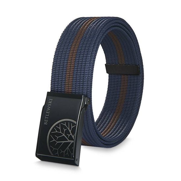Pasek parciany BETLEWSKI PRC-08_CZ-3 S granatowy. Niebieskie paski męskie Betlewski, bez wzorów, z materiału. Za 34.99 zł.