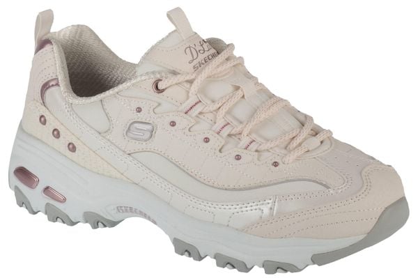 Buty sportowe Sneakersy damskie, D'Lites Ladies Night. Białe buty sportowe na co dzień damskie Skechers, bez wzorów, z materiału, trekkingowe. Za 369.99 zł.