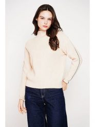 C& Jo Sweter w kolorze kremowym rozmiar: 42. Brązowe golfy damskie C& Jo, ze splotem, bez kołnierzyka. Za 113.10 zł.