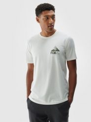 4F T-shirt regular z nadrukiem męski - biały XXL. Białe t-shirty męskie 4f, m, bez wzorów, z bawełny, bez kołnierzyka. W wyprzedaży za 29.99 zł.