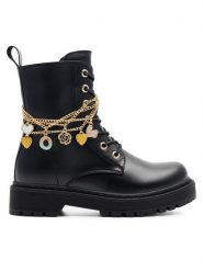 DeeZee Trapery CS5587-17 Czarny. Czarne kozaki dziewczęce DeeZee, bez wzorów, ze skóry, bez obcasa. Za 129.99 zł.