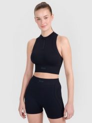 4F Crop-top treningowy slim bezszwowy damski - czarny XS/S. Czarne topy damskie 4f, s, bez wzorów, z dzianiny, bez ramiączek. W wyprzedaży za 59.99 zł.