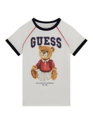 Guess T-Shirt J5YI21 K8HM4 Biały Regular Fit. Białe koszulki dziewczęce Guess, z aplikacjami, z bawełny, bez ramiączek. Za 79.99 zł.
