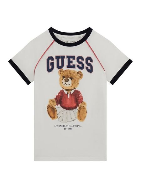 Guess T-Shirt J5YI21 K8HM4 Biały Regular Fit. Białe koszulki dziewczęce Guess, z aplikacjami, z bawełny, bez ramiączek. Za 59.99 zł.
