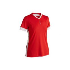 Koszulka do piłki nożnej F500 damska. Brązowe t-shirty damskie KIPSTA, xl, bez wzorów, z elastanu, bez kołnierzyka. Za 39.99 zł.