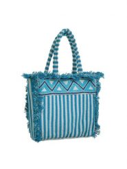BLE Torebka w kolorze niebiesko-białym - 38 x 32 x 6 cm rozmiar: onesize. Niebieskie torebki klasyczne damskie BLE, bez wzorów, z bawełny, bez dodatków. Za 179.95 zł.
