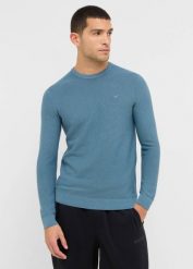 Męski sweter Mustang Style Elliot Bluestone 1016844 5180. Swetry męskie Mustang, m, bez wzorów, bez kołnierzyka. Za 99.99 zł.