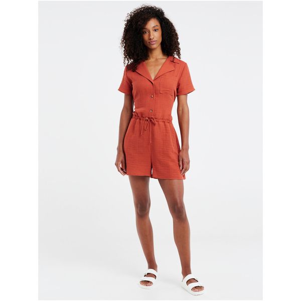 Kombinezon damski Protest PRTZALE playsuit. Brązowe kombinezony damskie Protest, s, bez wzorów, bez kołnierzyka, bez ramiączek. W wyprzedaży za 386.99 zł.