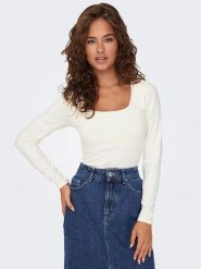 ONLY Koszulka w kolorze kremowym rozmiar: XL. Brązowe bluzki damskie Only, xl, bez wzorów, bez kołnierzyka, bez ramiączek. Za 88.02 zł.