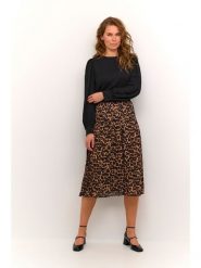 CULTURE Sukienka "Carly" w kolorze czarno-jasnobrązowym rozmiar: XL. Brązowe sukienki damskie Culture, xl, bez wzorów, z wiskozy, bez kołnierzyka, bez ramiączek, midi. Za 223.46 zł.
