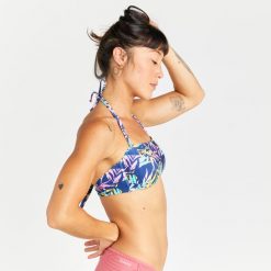 Góra kostiumu kąpielowego surfingowego damska Olaian Laura Cuty. Bikini damskie OLAIAN, bez wzorów. W wyprzedaży za 29.99 zł.