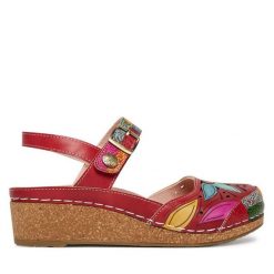 Sandały Laura Vita. Czerwone sandały damskie Laura Vita, bez wzorów, bez obcasa, na płaskiej podeszwie. Za 429.99 zł.