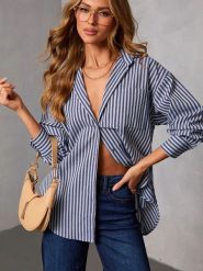 Milan Kiss Bluzka w kolorze granatowym rozmiar: M. Niebieskie bluzki damskie Milan Kiss, m, bez wzorów, z bawełny, bez kołnierzyka, bez ramiączek. Za 152.99 zł.