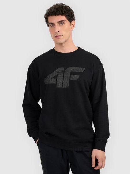 4F Bluza dresowa nierozpinana bez kaptura męska - czarna S. Czarne bluzy bez kaptura męskie 4f, m, z bawełny. Za 129.99 zł.