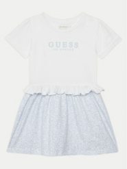 Guess Sukienka codzienna K5GK08 K6YW4 Biały Regular Fit. Białe sukienki dziewczęce Guess, z aplikacjami, z bawełny, bez ramiączek. Za 99.99 zł.