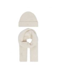 Calvin Klein Jeans Zestaw szalik i czapka Knitted Scarf Beanie Giftbox LVCKFJP00N Kremowy. Białe czapki zimowe damskie Calvin Klein Jeans, z bawełny. Za 209.99 zł.