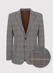 PAKO LORENTE – Szara marynarka casualowa w brązową kratę. Brązowe marynarki męskie Pako Lorente, bez wzorów, z elastanu. Za 279.99 zł.