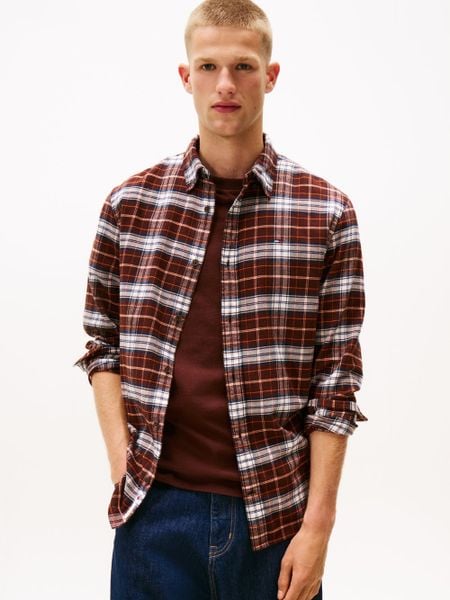 Tommy Jeans koszula casual Mężczyźni Regular Fit Bawełna brązowy, L. Brązowe koszule męskie Tommy Jeans, l, bez wzorów, z bawełny, bez kołnierzyka, bez ramiączek. Za 279.95 zł.