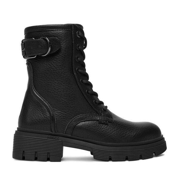 Trzewiki MEXX. Czarne botki damskie Mexx, bez obcasa, na płaskiej podeszwie, bez zapięcia. Za 349.99 zł.